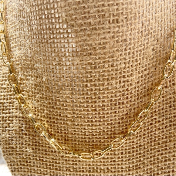 PAPER CLIP DAINTY CHAIN GOLD CHOKER NECKLACE - Picture 1 of 2